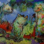 CHATS d'EGYPTE, tech mixte papier, 29,7x42cm, 2002